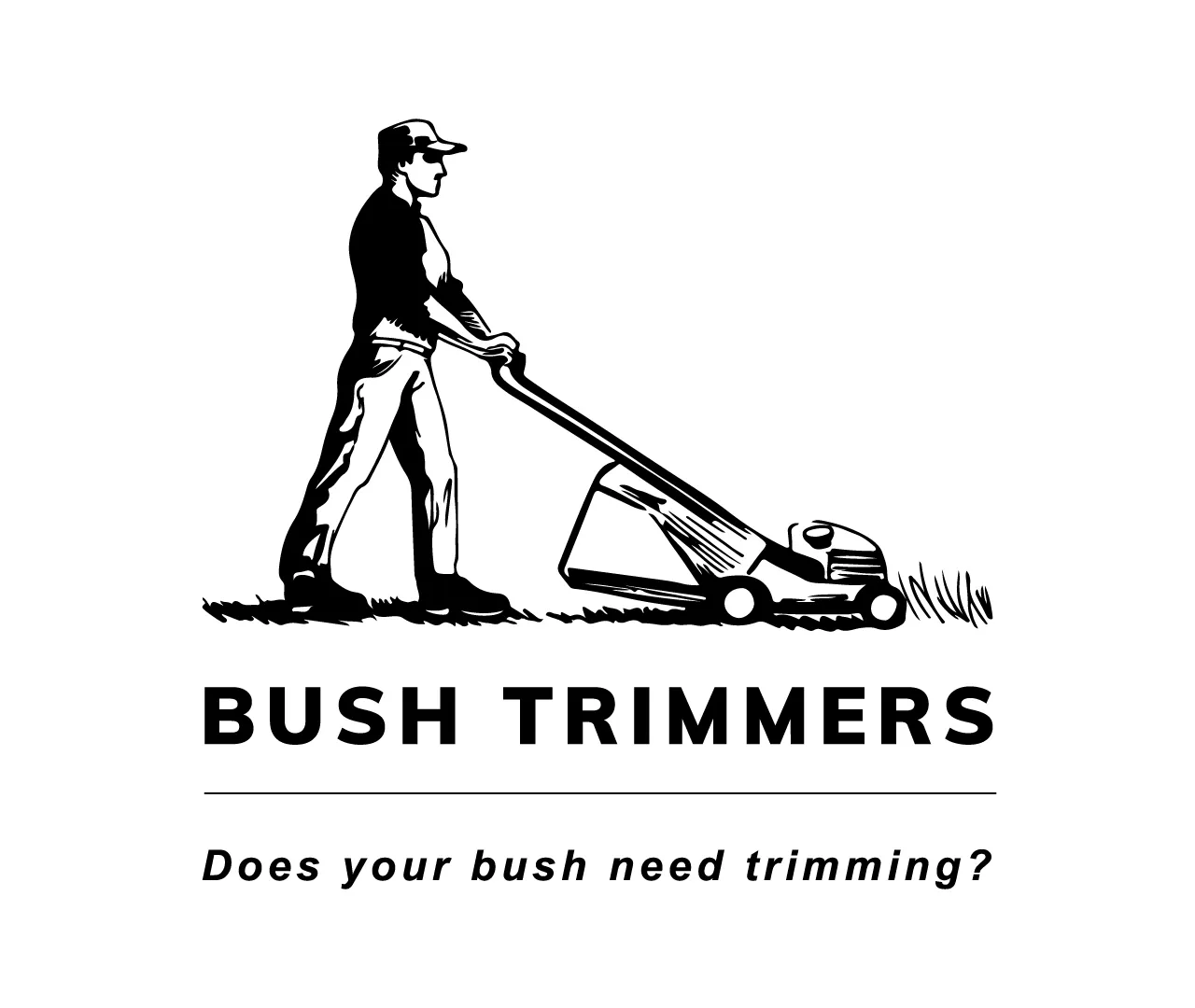 Vintage illustration logo for Bush Trimmers landscaping company