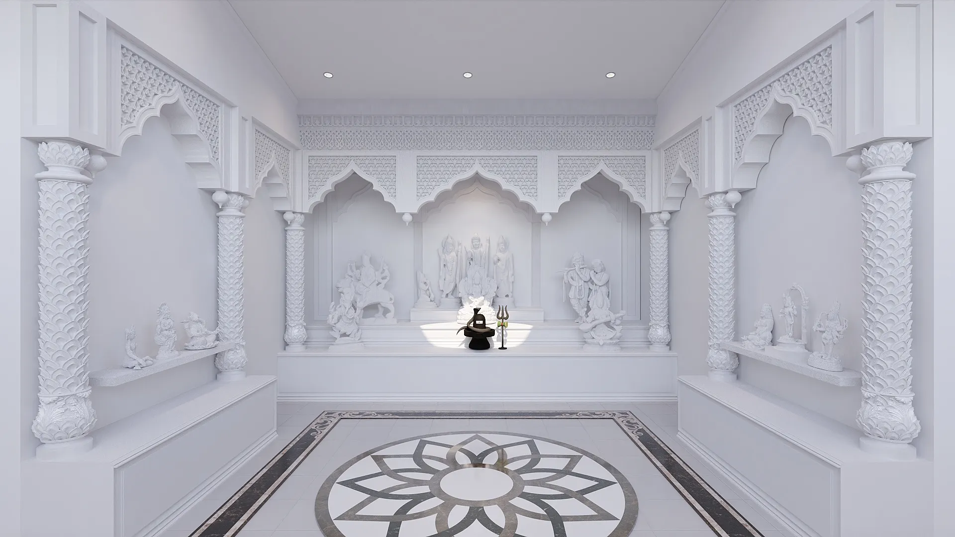 Skyline Double Storey Residence — Pooja room, alternate view, IDG Design